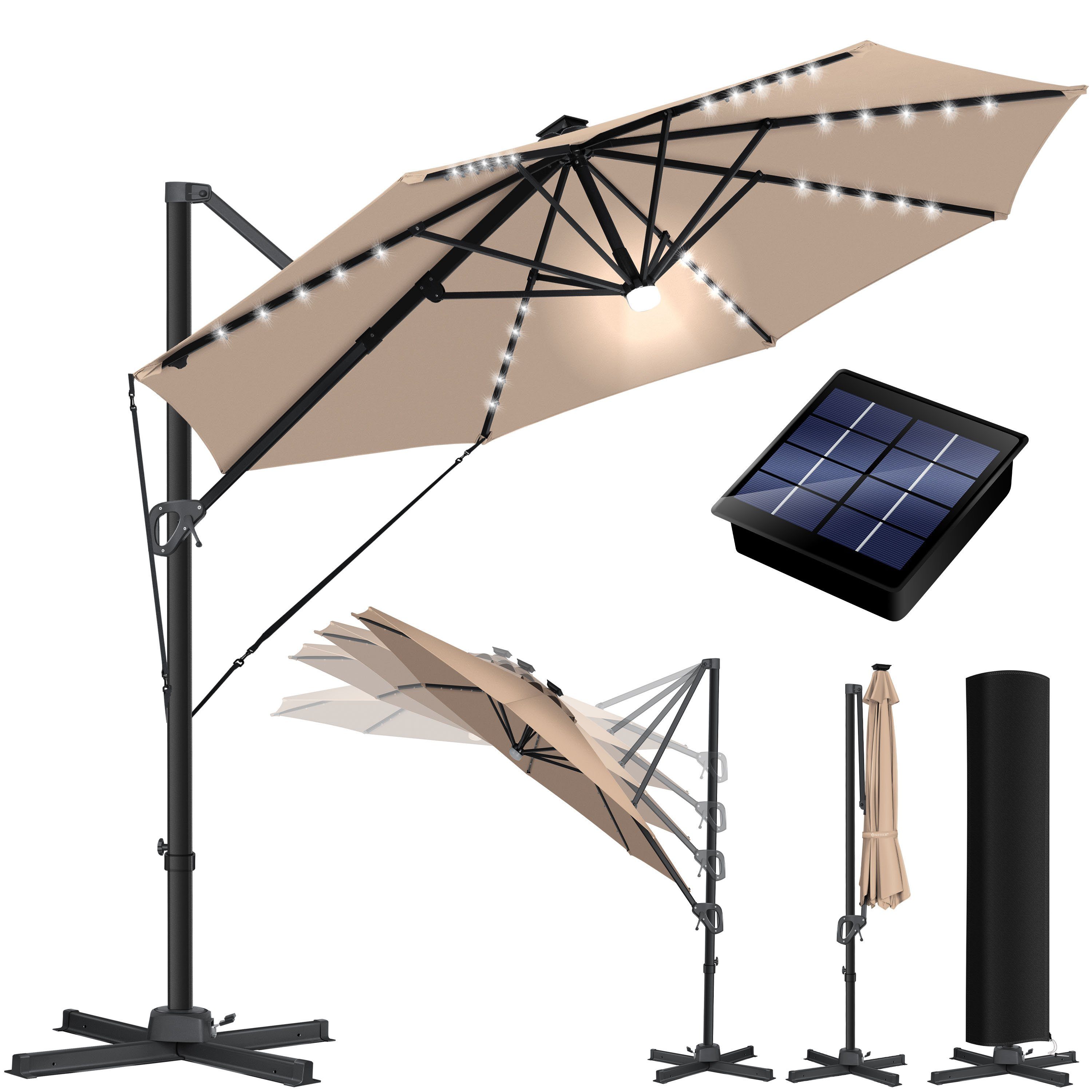 KESSER Ampelschirm, Sonnenschirm Ampelschirm SUN Rund XL Ø330 cm inkl